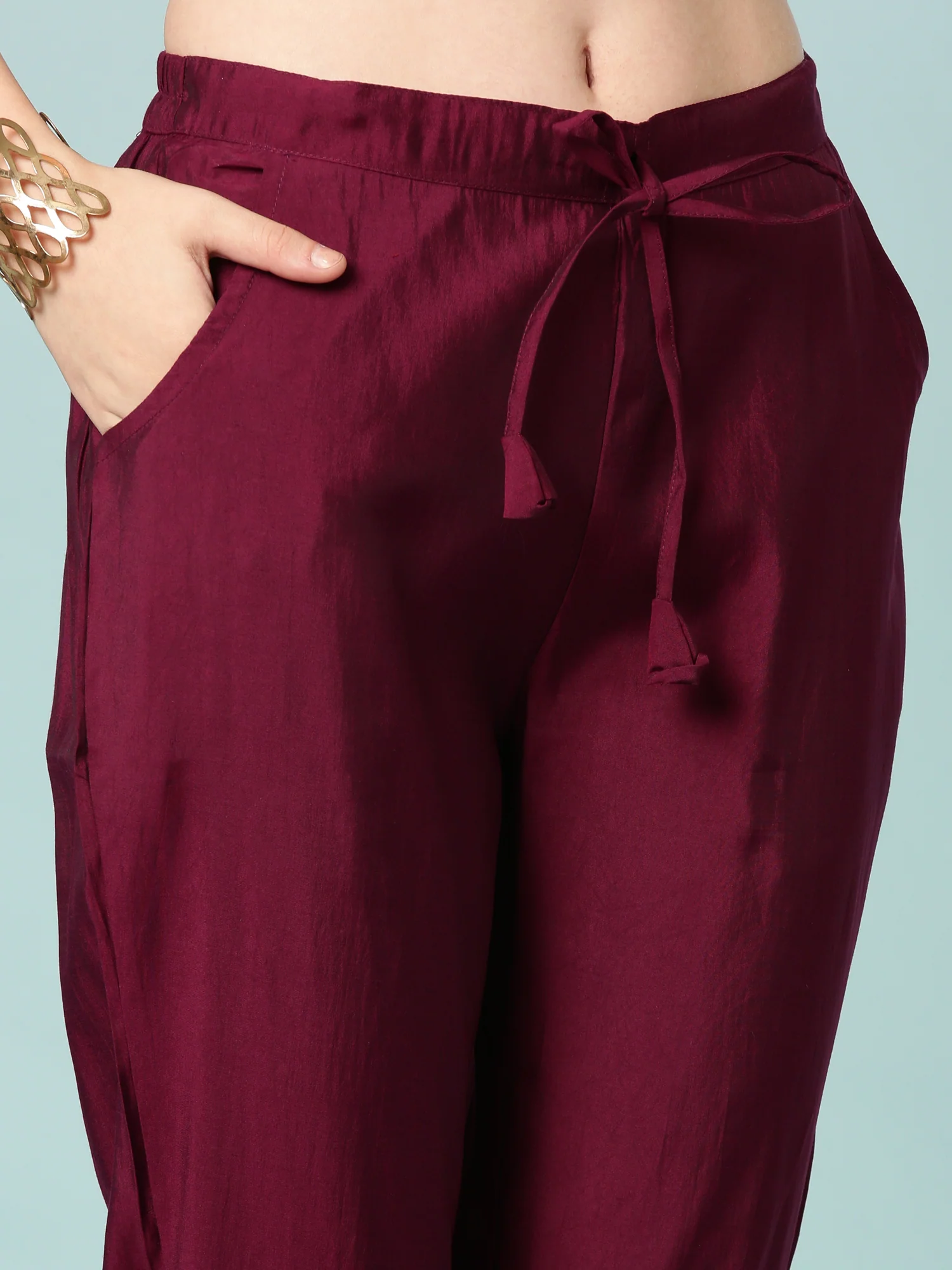 Wine Dola Silk Three Piece Set - Image 6