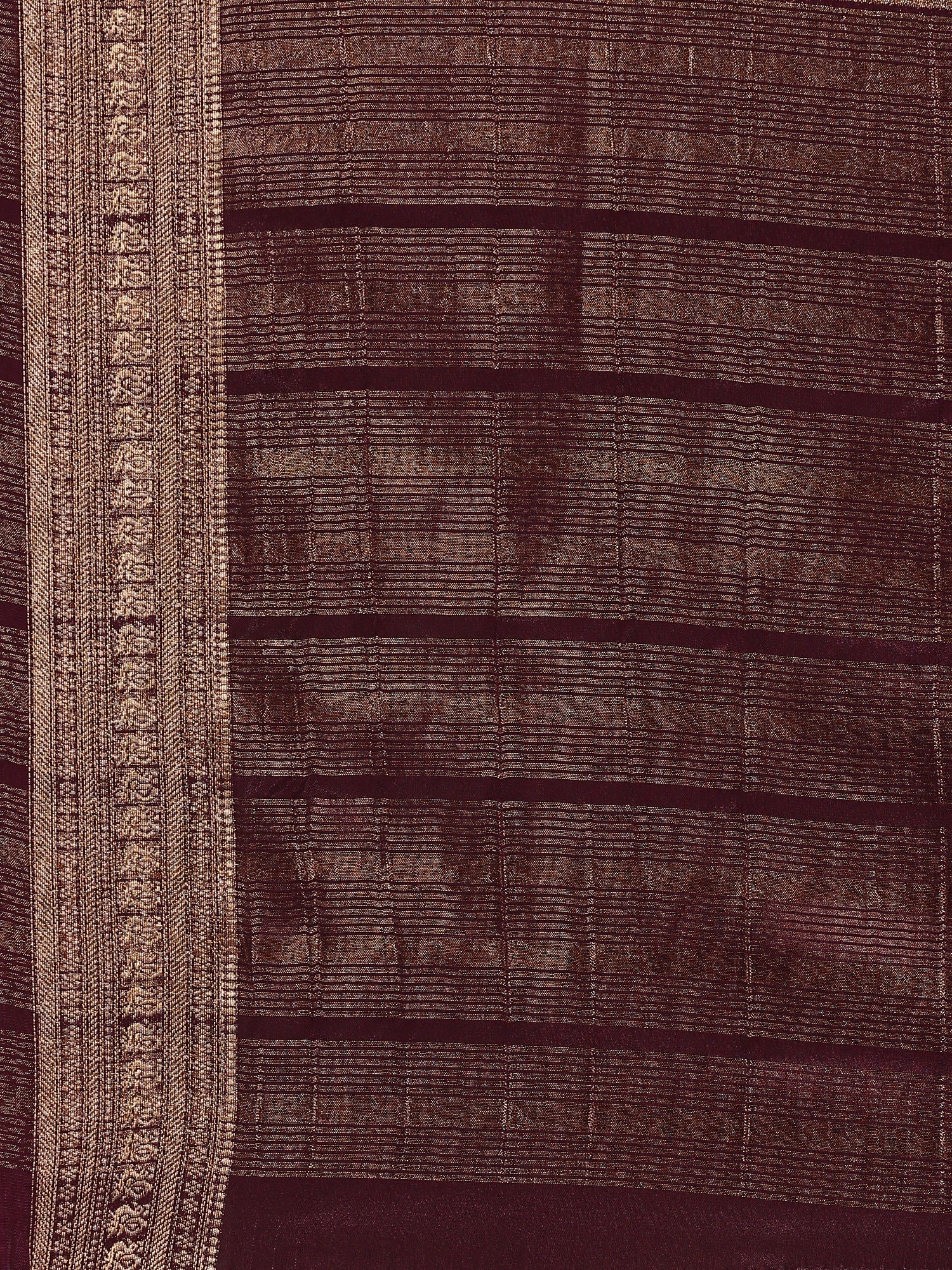 Wine Mysore Crepe Saree With Zari Jaal Border - Image 5