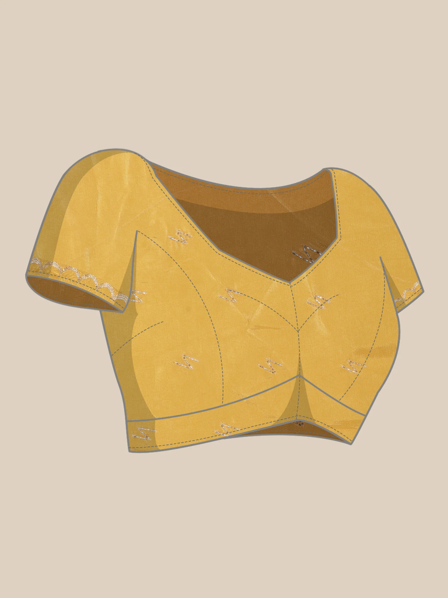 Yellow Crepe Embroidery Saree - Image 6