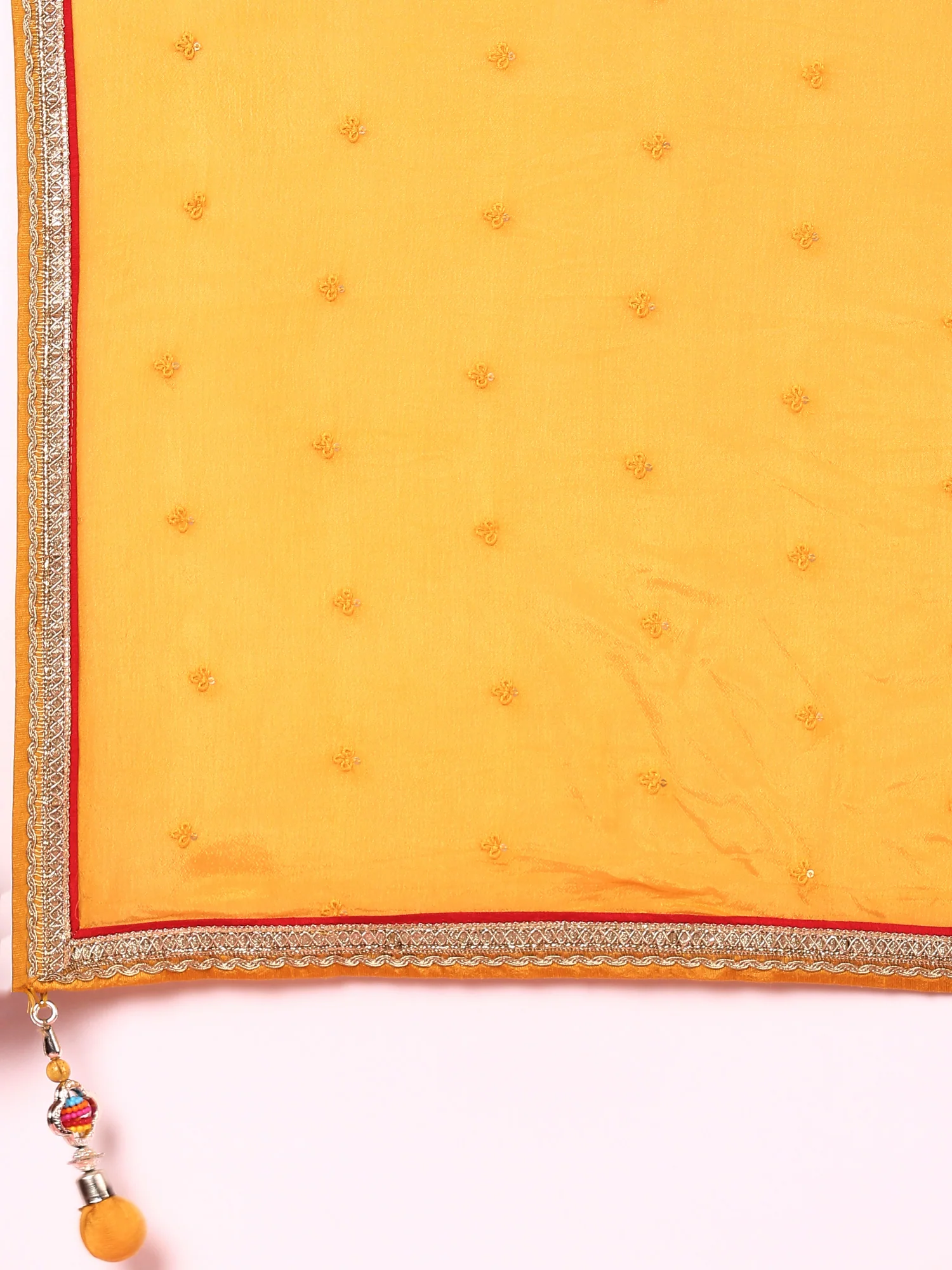 Yellow embroidered georgette Three piece ghagra set - Image 9