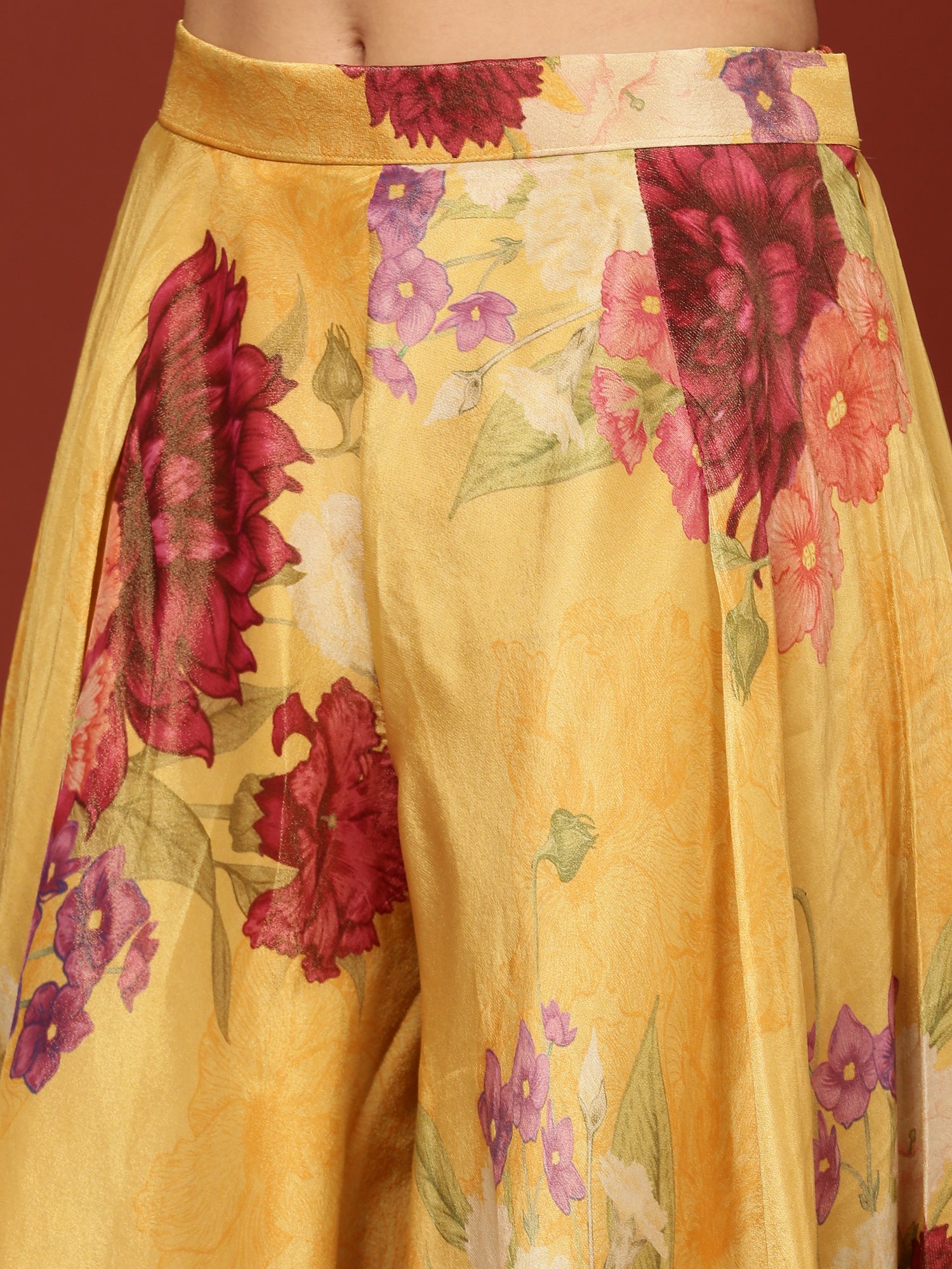 Yellow Organza Crop Top Palazzo Set - Image 7