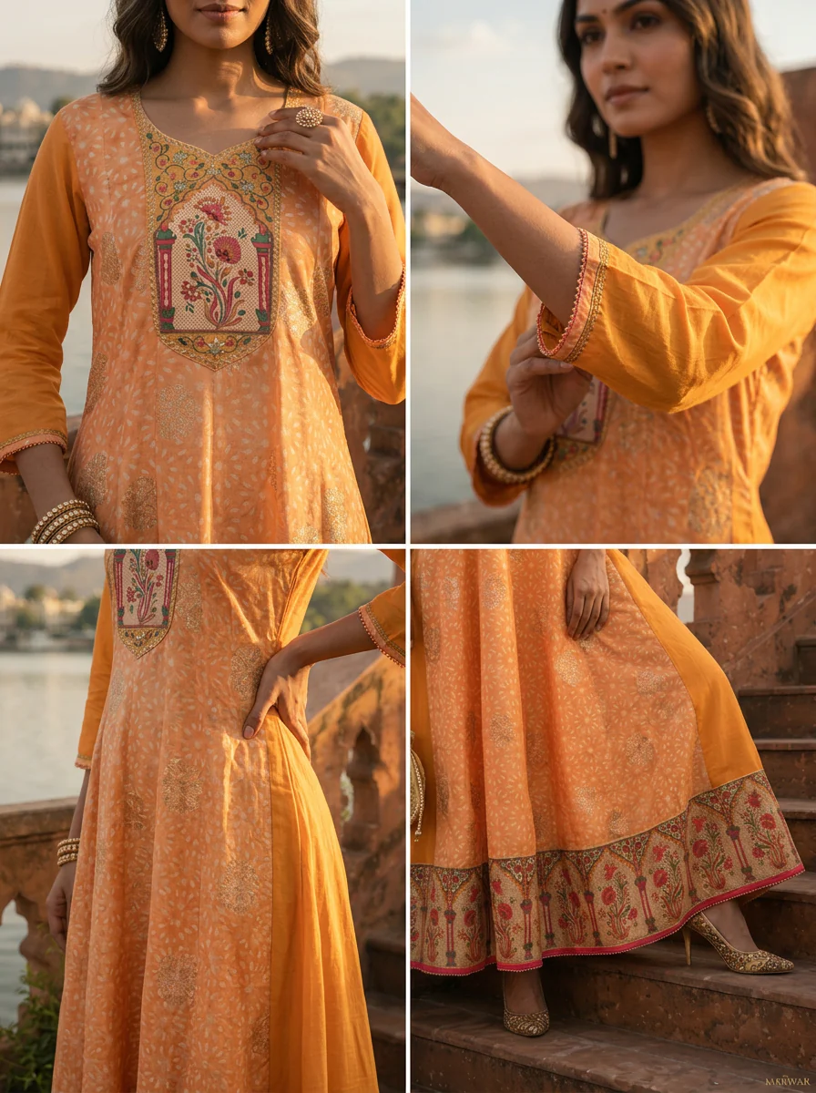 Yellow Silk Bandhani Printed Dress - Image 5