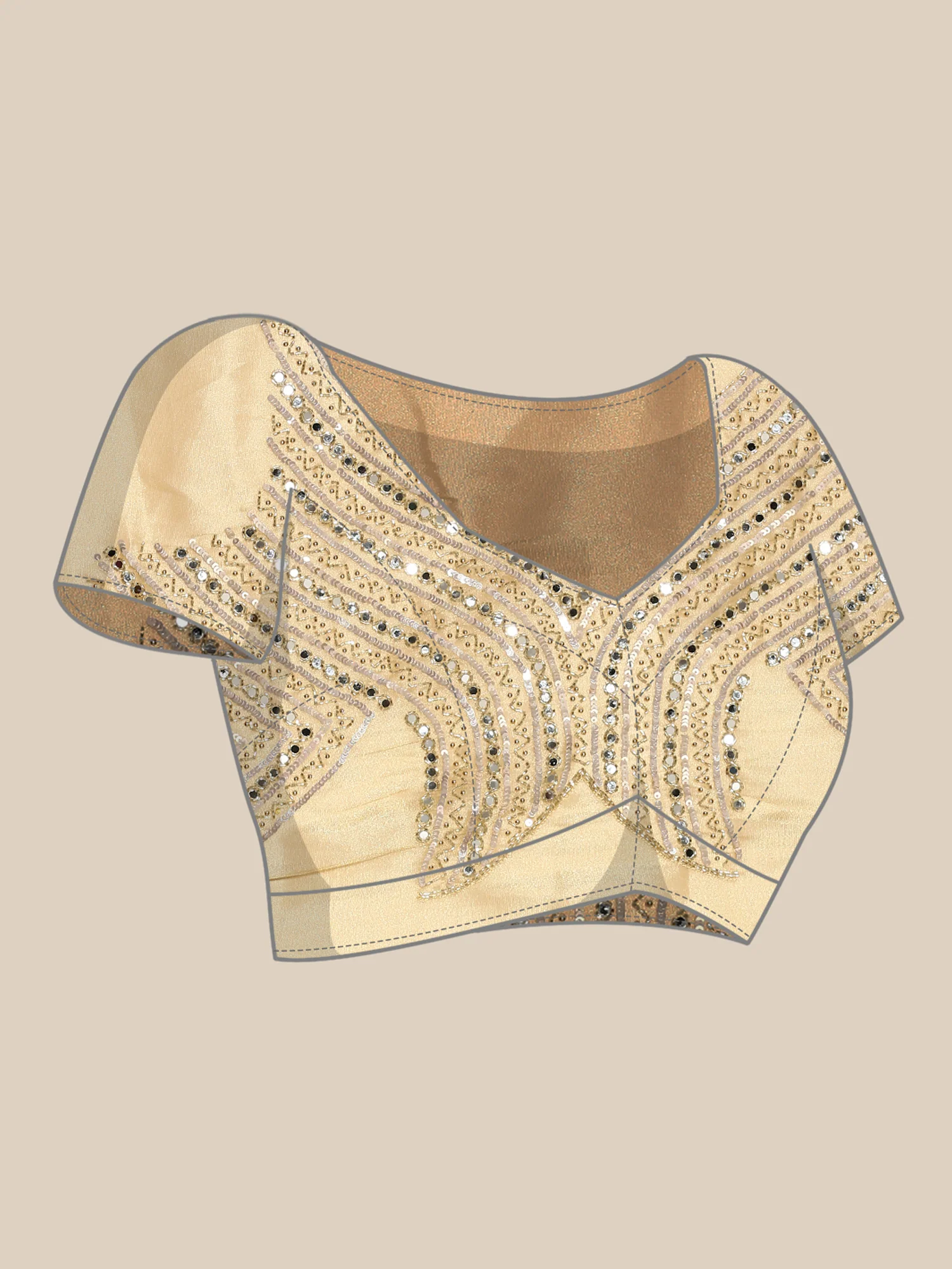 Yellow Tissue Saree Cut Dana Embroidery With Mirror Work - Image 6